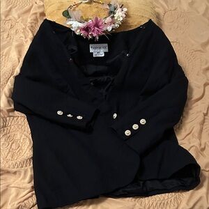 Elegant Black Women's Blouse with Gold Accents